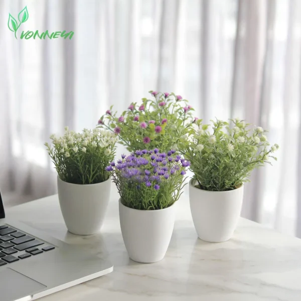 6er-Set Mini Künstliche Pflanzen im Topf – Deko für Büro, Wohnzimmer & Küche – Bild 4