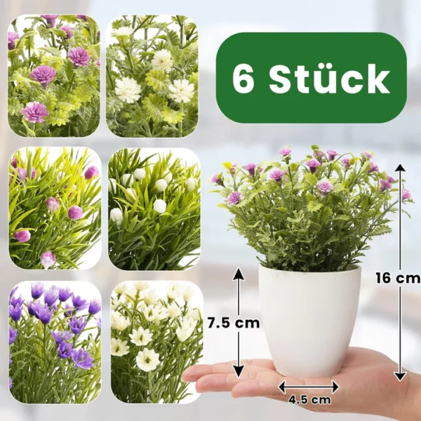 6er-Set Mini Künstliche Pflanzen im Topf – Deko für Büro, Wohnzimmer & Küche – Bild 7