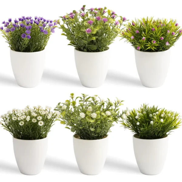 6er-Set Mini Künstliche Pflanzen im Topf – Deko für Büro, Wohnzimmer & Küche – Bild 6
