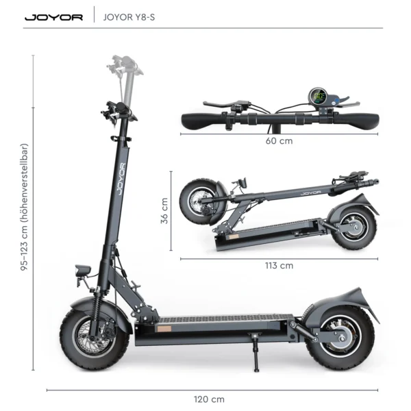 E-Scooter mit Straßenzulassung – Joyor Y8-S Offroad, 10 Zoll, 500W, bis zu 100 km Reichweite – Bild 6